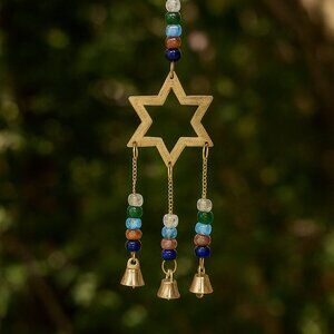 Handmade Brass Sun Wind Chime with Bells - Garden Decor